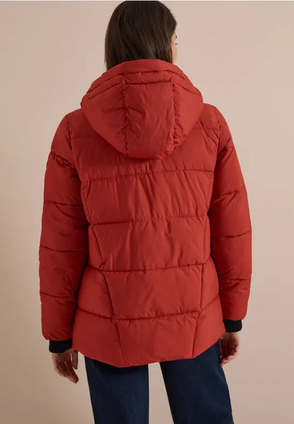 Cecil Midi Length Puffa Rain Jacket with Hood in Autumn Rust 202266