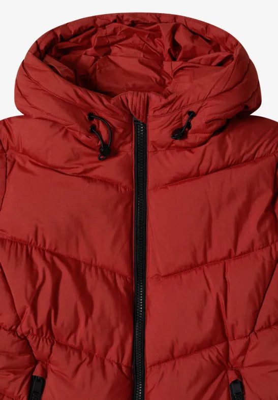 Cecil Midi Length Puffa Rain Jacket with Hood in Autumn Rust 202266