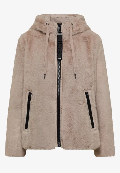 Cecil Fake fur jacket with hood and softshell details 202272