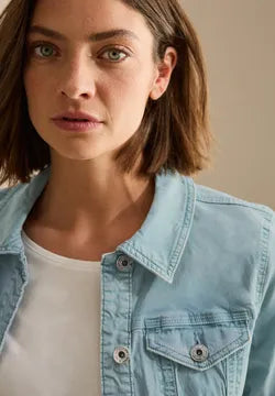 Cecil  Distressed denim jacket in cool Salvia Green 212606