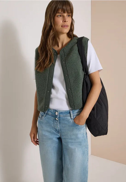 Cecil Teddy Gilet with Softshell trim and pockets 220340