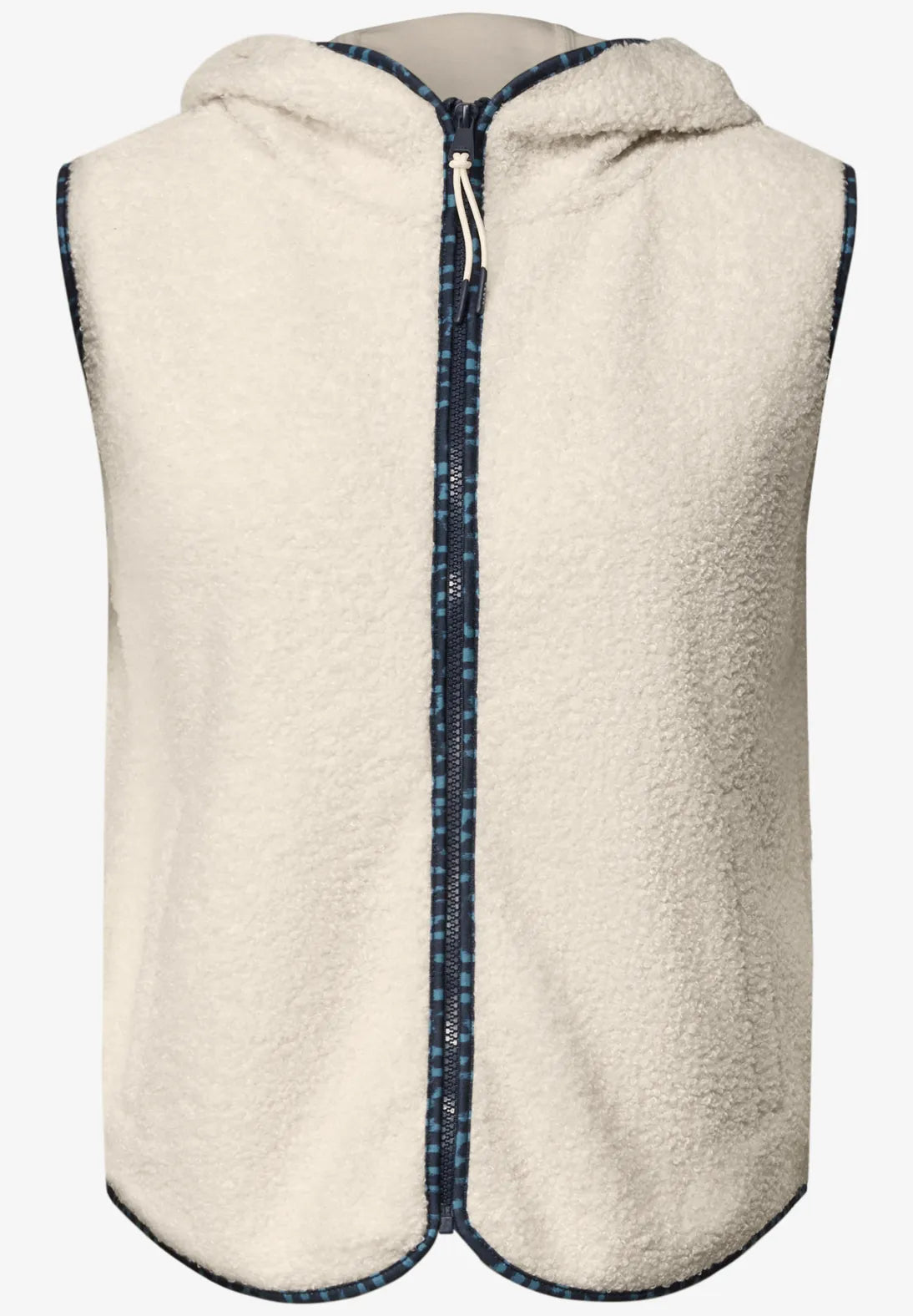 Cecil Teddy Vest with Zip and navy trim 220343