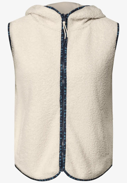 Cecil Teddy Vest with Zip and navy trim 220343