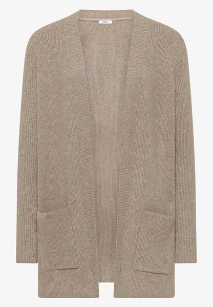 Cecil long Edge to Edge Cardigan with pockets in Toffee Cream 254025