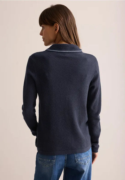 Cecil Cotton Textured cowl neck sweatshirt with drawstring 303160