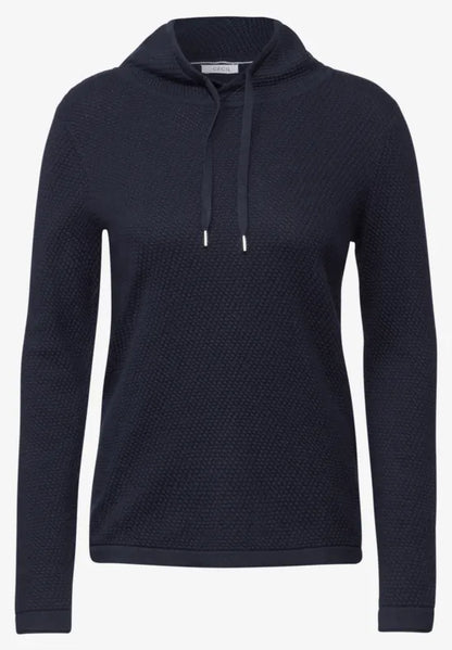 Cecil Cotton Textured cowl neck sweatshirt with drawstring 303160