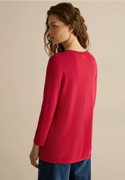 Cecil cotton blend v neck in Red  303173