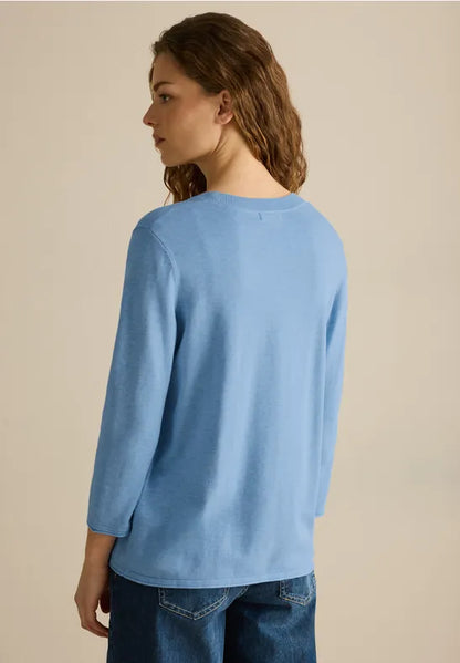 Cecil cotton blend v neck in blue  303174Blue