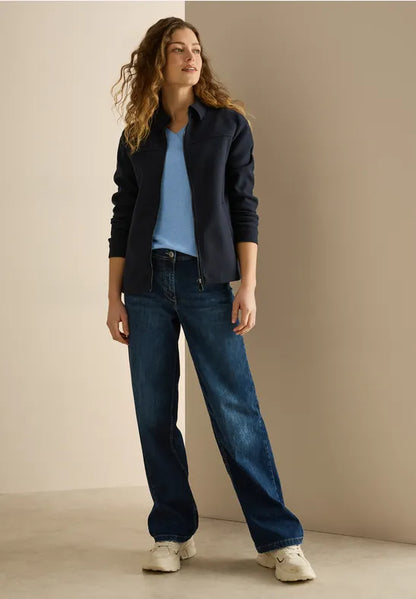 Cecil cotton blend v neck in blue  303174Blue