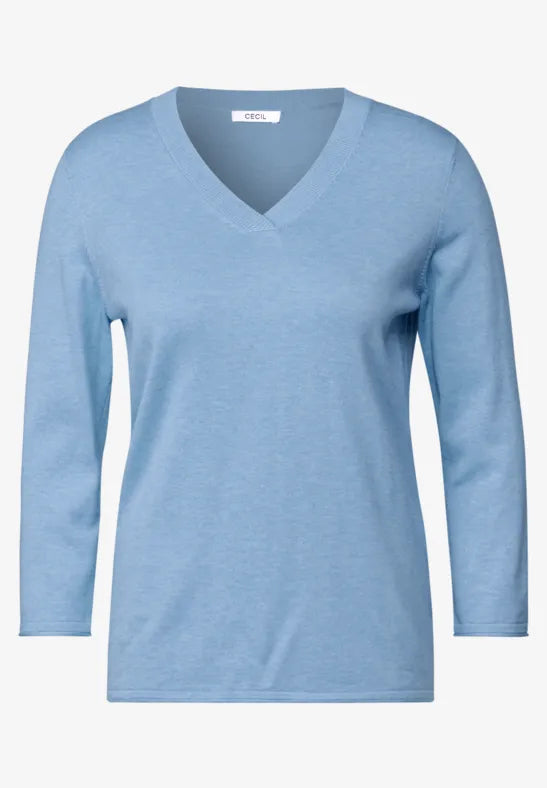 Cecil cotton blend v neck in blue  303174Blue