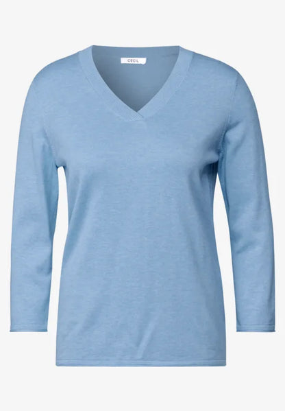 Cecil cotton blend v neck in blue  303174Blue