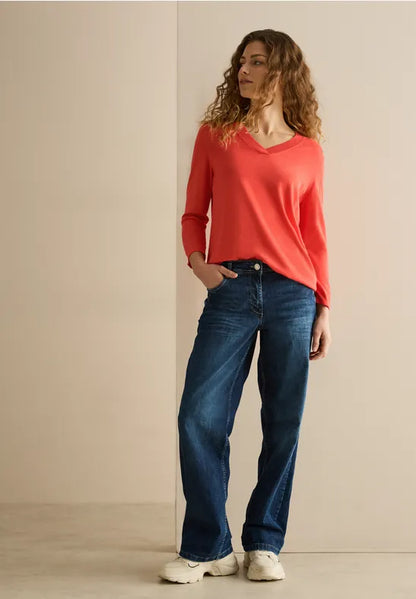 Cecil cotton blend v Neck ~Knit in Juicy Orange 303173 Orange