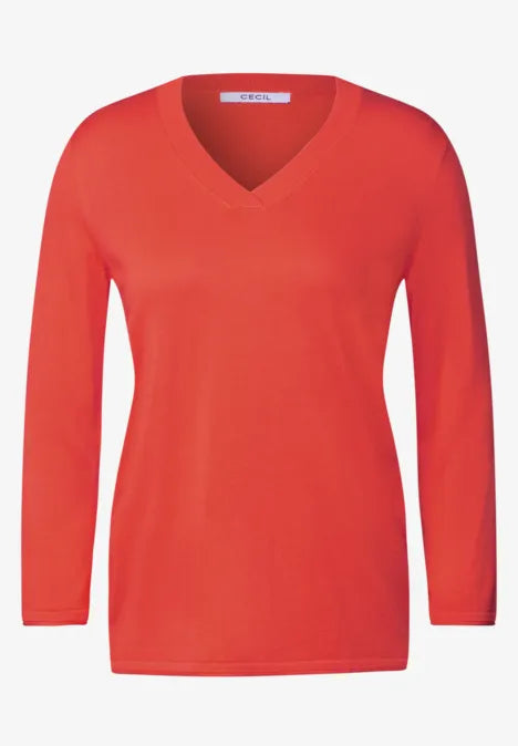 Cecil cotton blend v Neck ~Knit in Juicy Orange 303173 Orange