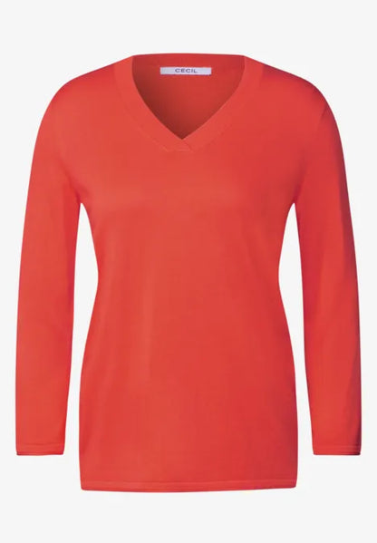 Cecil cotton blend v Neck ~Knit in Juicy Orange 303173 Orange