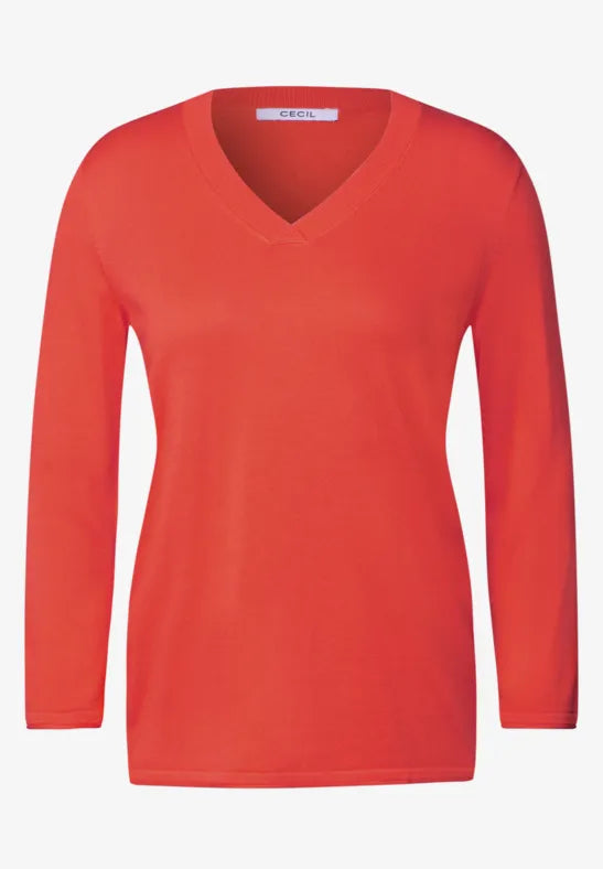 Cecil cotton blend v Neck ~Knit in Juicy Orange 303173 Orange