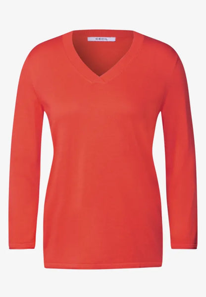 Cecil cotton blend v Neck ~Knit in Juicy Orange 303173 Orange