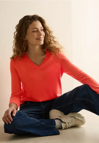 Cecil cotton blend v Neck ~Knit in Juicy Orange 303173 Orange