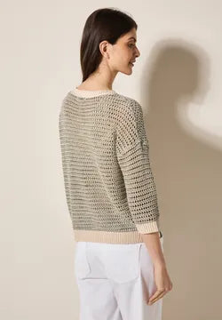 Cecil open weave Summer knit with lurex thread and contrast cuffs 303255