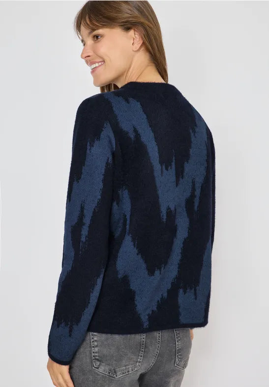 Cecil Navy Round Neck Printed Jumper 303489