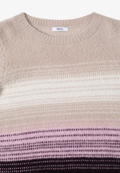 Cecil Feather yarn jumper in Ecru and eggploant red 303564