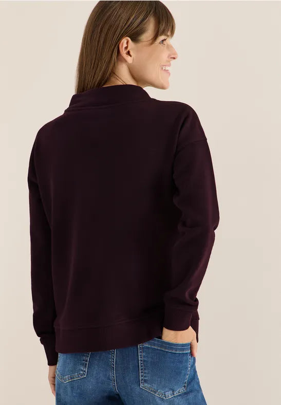 Cecil Funnelneck Sweatshirt in Eggplant red  303586