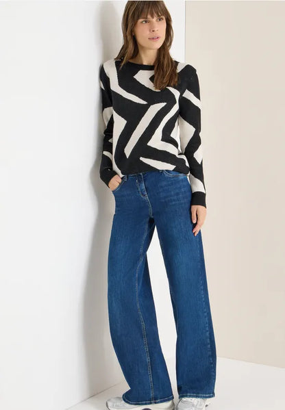 Cecil Cotton blend Monochrome print jumper 303631