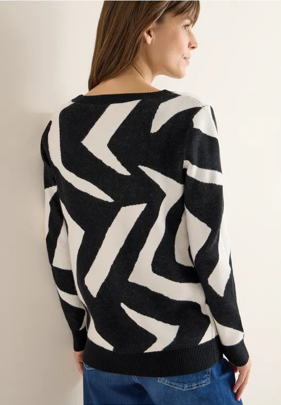 Cecil Cotton blend Monochrome print jumper 303631