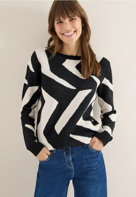 Cecil Cotton blend Monochrome print jumper 303631