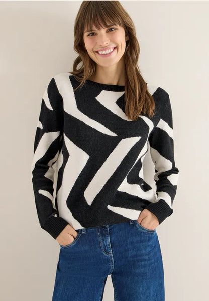 Cecil Cotton blend Monochrome print jumper 303631