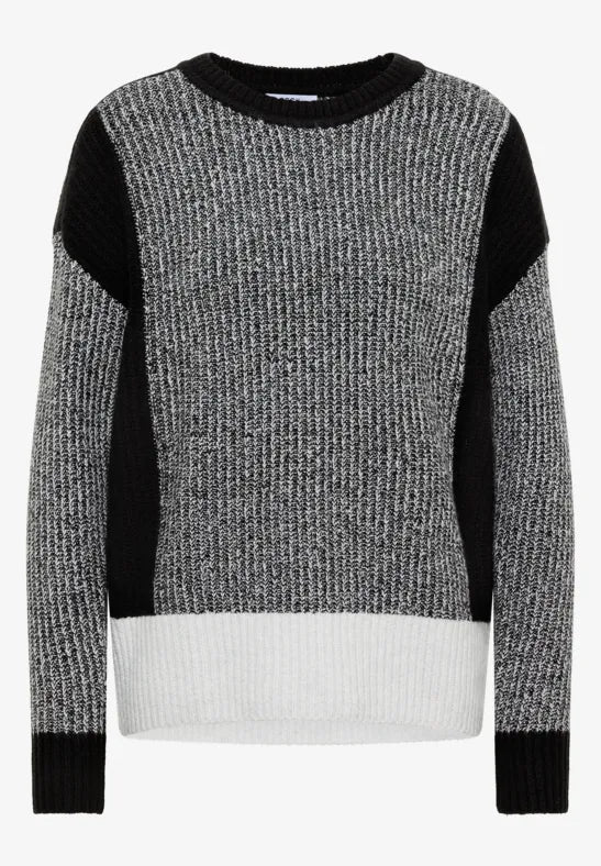 Cecil cotton blend Black Colour Block Jumper 303632