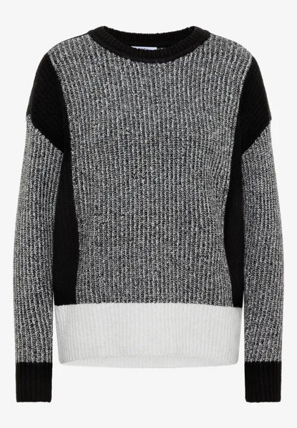 Cecil cotton blend Black Colour Block Jumper 303632