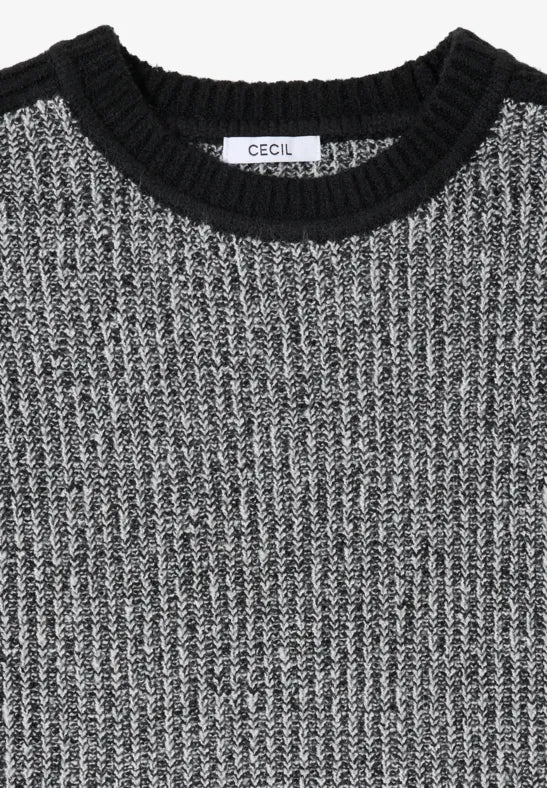 Cecil cotton blend Black Colour Block Jumper 303632