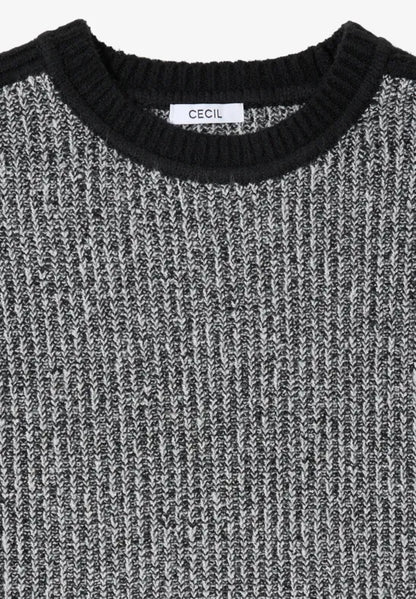 Cecil cotton blend Black Colour Block Jumper 303632