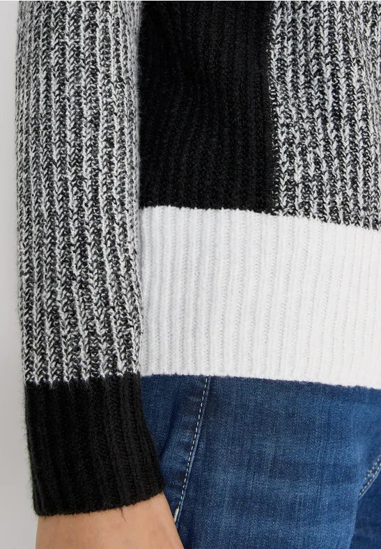 Cecil cotton blend Black Colour Block Jumper 303632