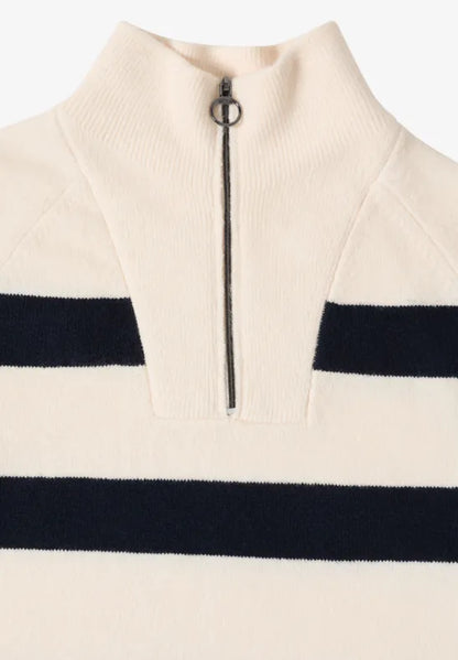 Cecil 1/4 Zip stripe knit in Navy or Beige  303753