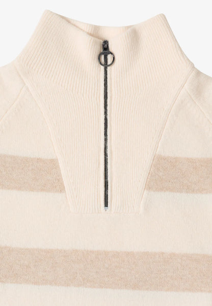 Cecil 1/4 Zip stripe knit in Navy or Beige  303753