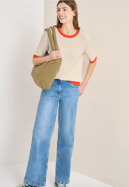 Cecil Short sleeve knit with Contrast trim 303755