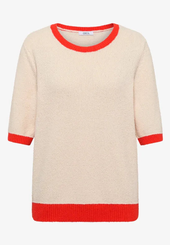 Cecil Short sleeve knit with Contrast trim 303755