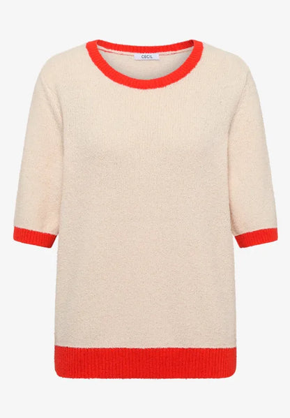 Cecil Short sleeve knit with Contrast trim 303755