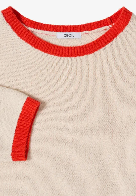 Cecil Short sleeve knit with Contrast trim 303755
