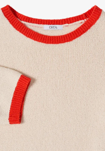 Cecil Short sleeve knit with Contrast trim 303755