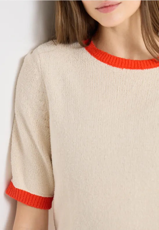 Cecil Short sleeve knit with Contrast trim 303755