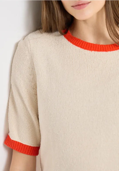 Cecil Short sleeve knit with Contrast trim 303755
