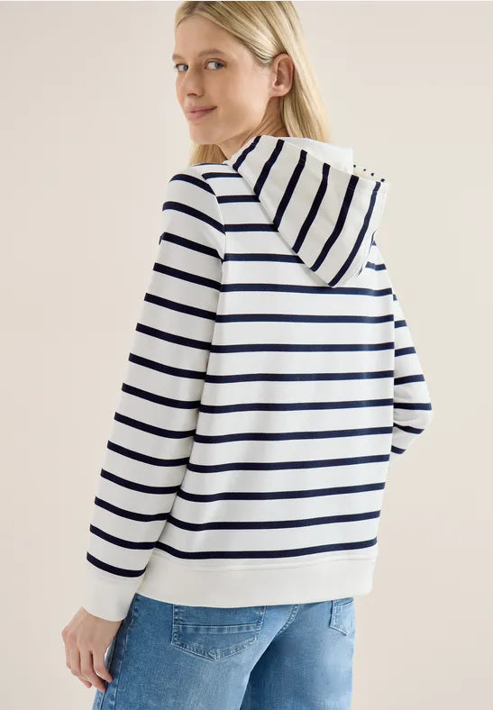 Cecil Life In Paris Stripe Hoody in Pink Or Navy 303809