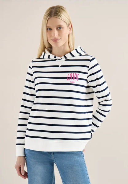 Cecil Life In Paris Stripe Hoody in Pink Or Navy 303809