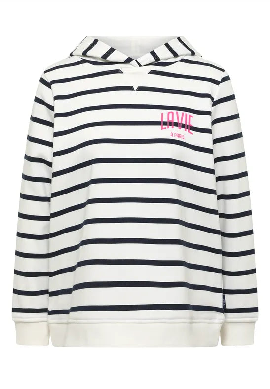 Cecil Life In Paris Stripe Hoody in Pink Or Navy 303809