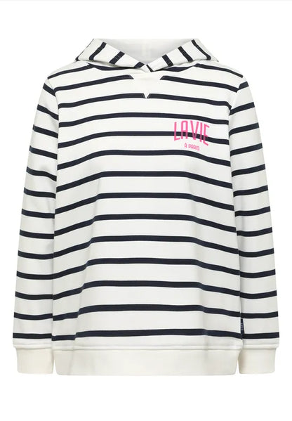 Cecil Life In Paris Stripe Hoody in Pink Or Navy 303809