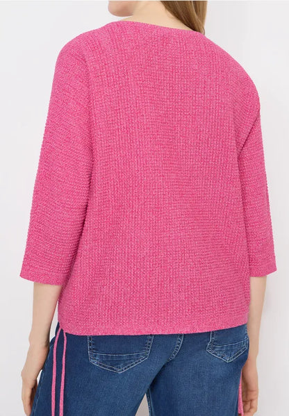 Cecil 3/4 sleeve textured sweatshirt with ruched sides 303813