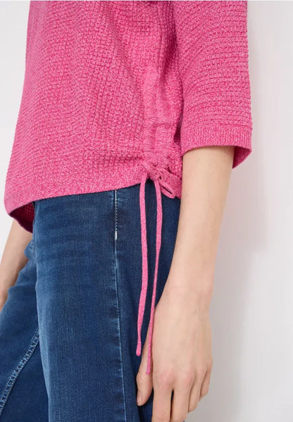 Cecil 3/4 sleeve textured sweatshirt with ruched sides 303813