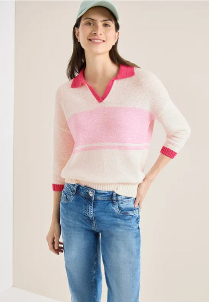 Cecil 3/4-sleeve pullover with polo collar303816